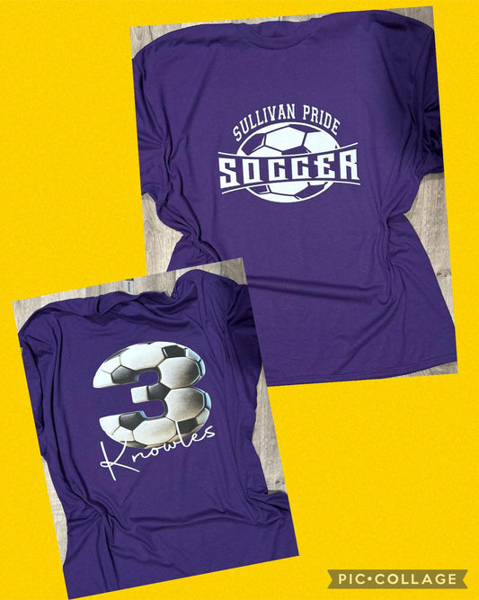 Purple Soccer Custom Name T-Shirt