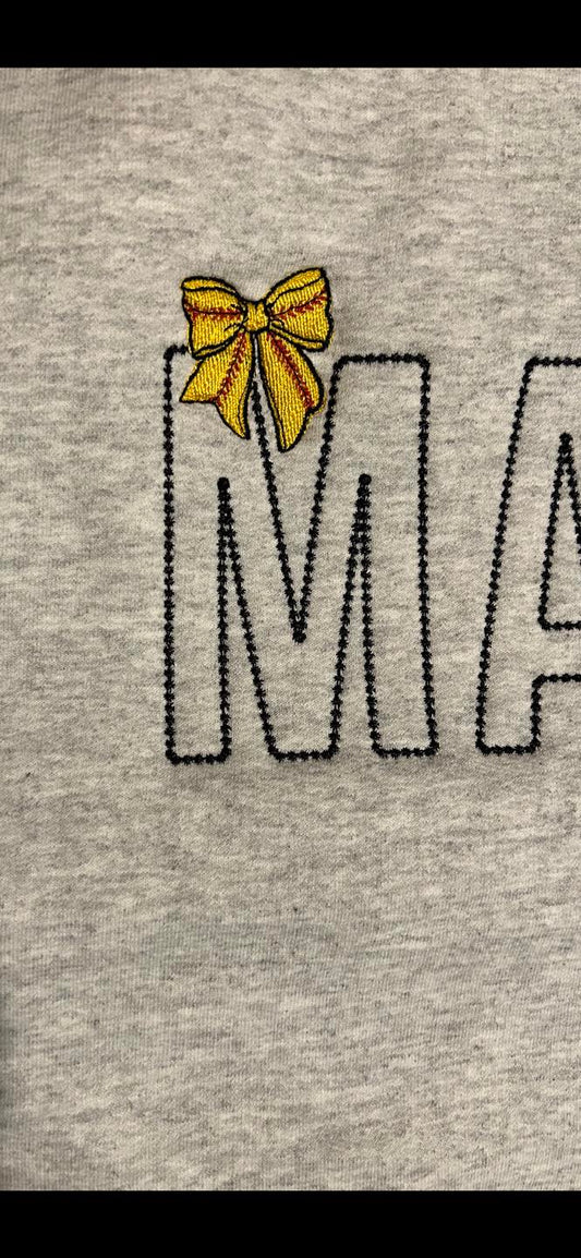 Mama sports bow  Embroidery Crewneck