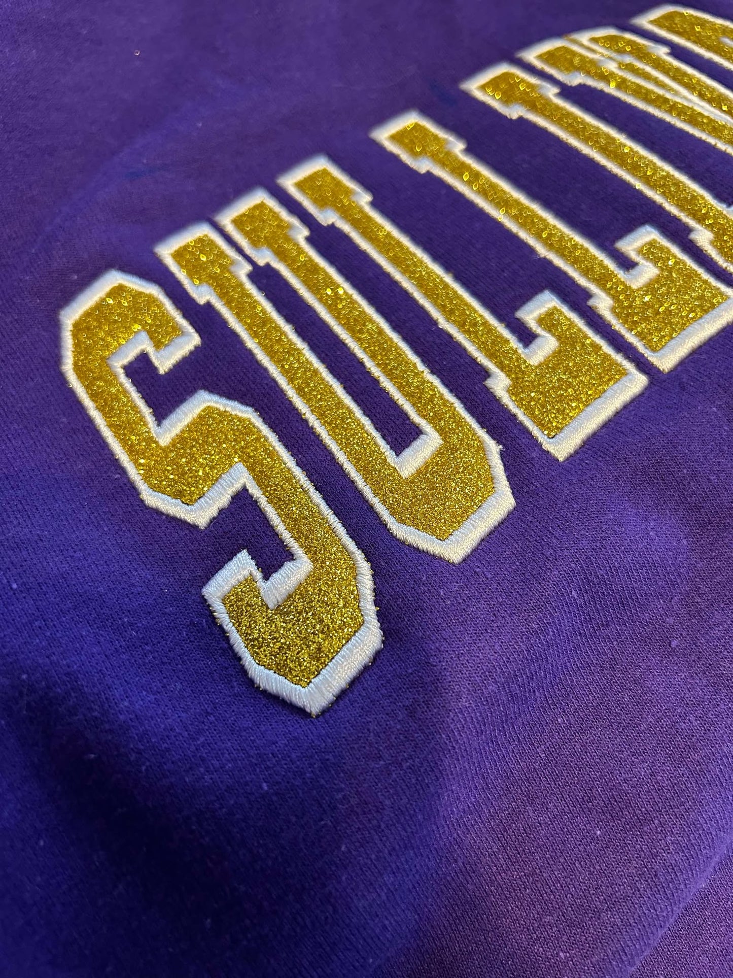 Sullivan Glitter Applique Embroidery  Crewneck