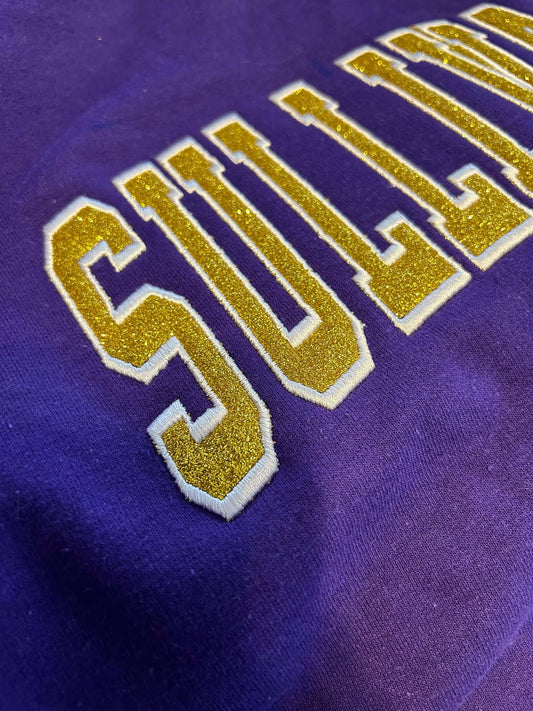 Sullivan Glitter Applique Embroidery  Crewneck