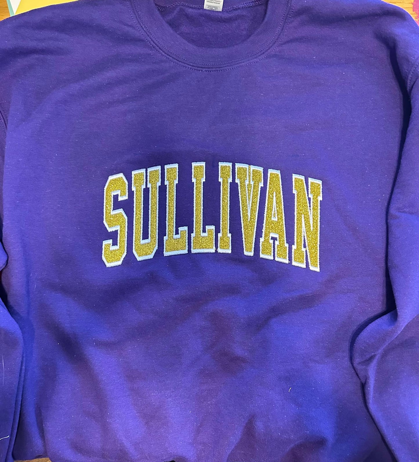 Sullivan Glitter Applique Embroidery  Crewneck