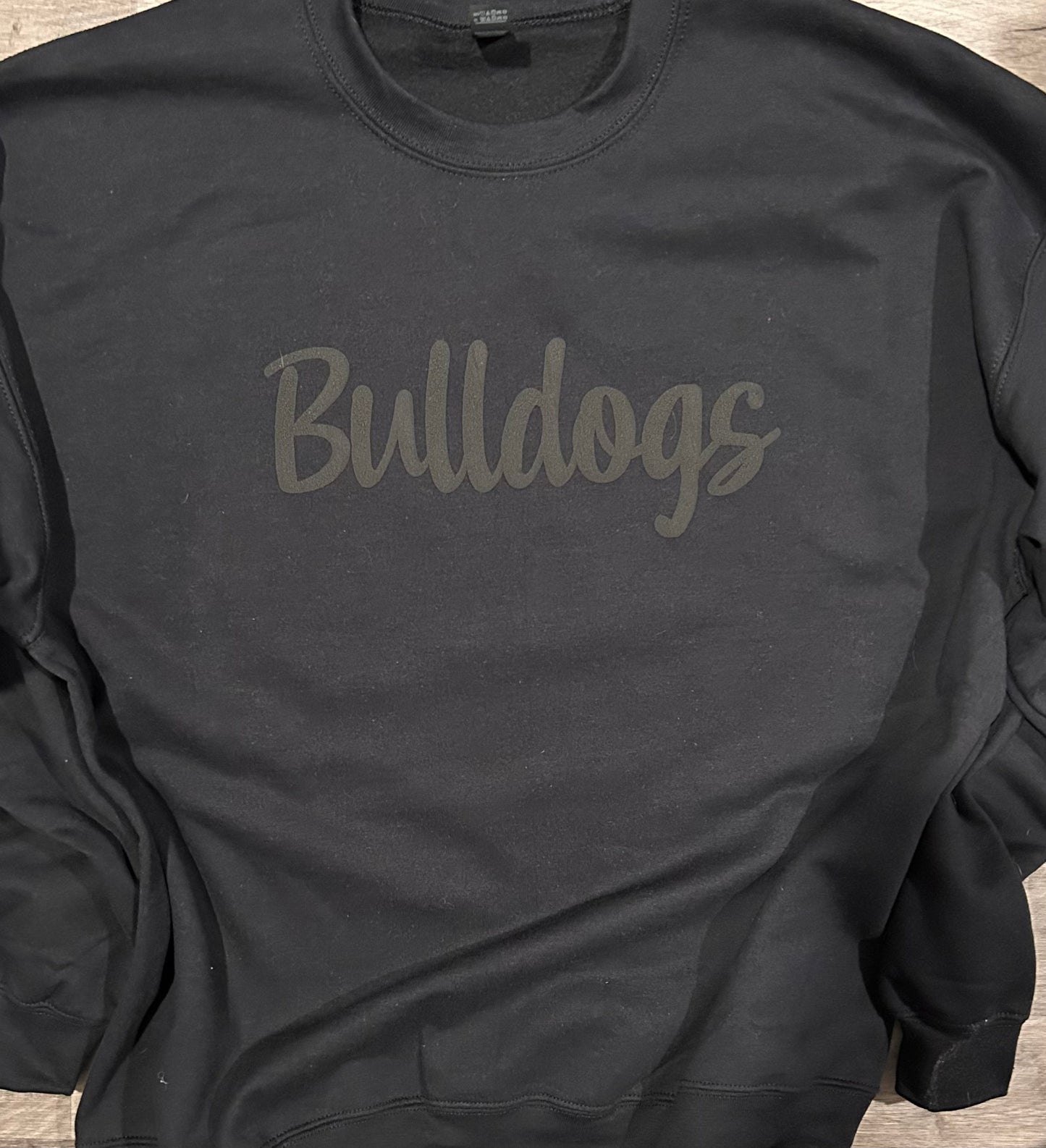 Bulldogs Black puff on Black Crewneck order ends August 18