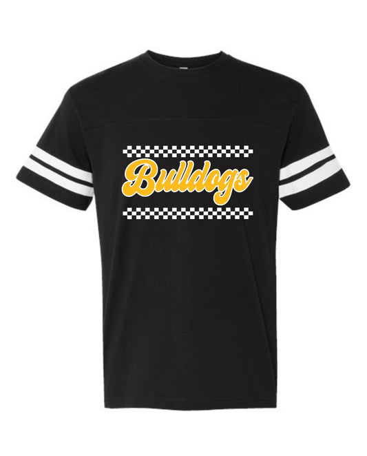 Bulldogs checkered Black  double stripe Jersey T-Shirt