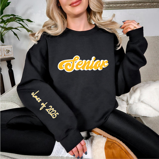 Senior Class of 2025 Black DTF Print Crewneck